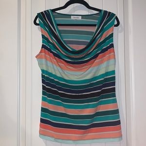 Calvin Klein striped drape neck tank top